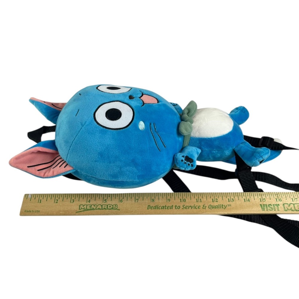 Funimation Fairy tail Blue Happy Cat Backpack Plush 15" Stuffed Toy Lovey Kawaii - Picture 4 of 7